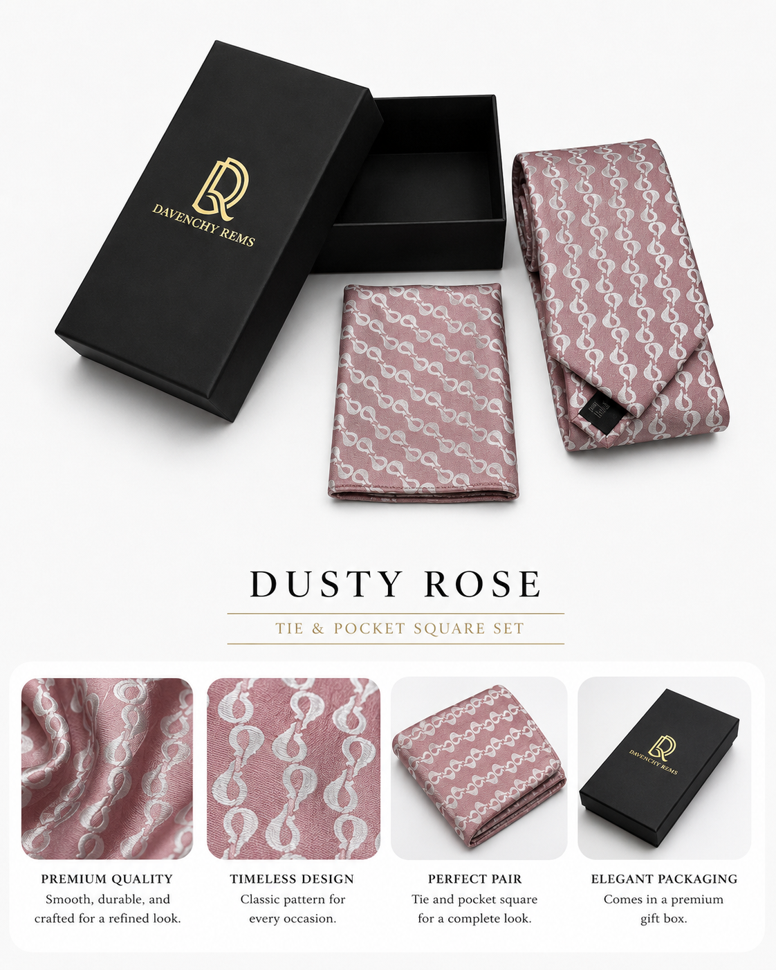 DR MULBERRY SILK TIE & POCKET SQUARE SET