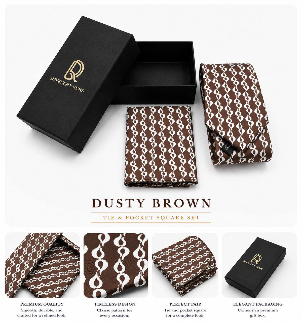 DR MULBERRY SILK TIE & POCKET SQUARE SET