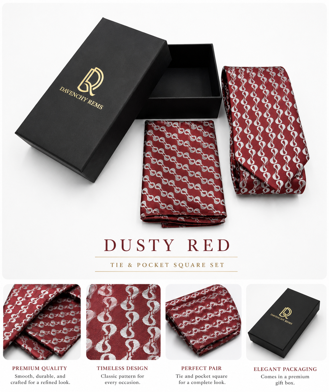 DR MULBERRY SILK TIE & POCKET SQUARE SET