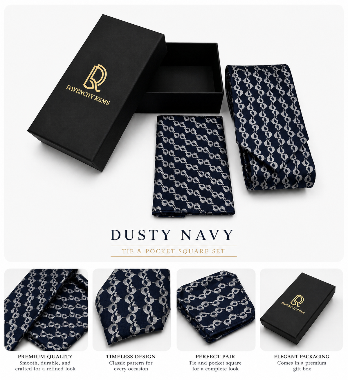 DR MULBERRY SILK TIE & POCKET SQUARE SET